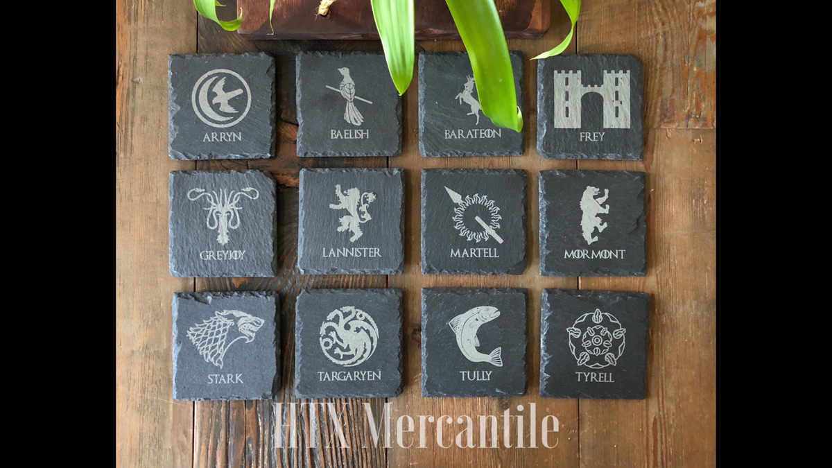 Game of Thrones Slate Coasters set of 12 HTX Mercantile