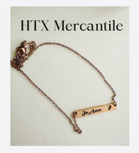Load image into Gallery viewer, Gold Bar Necklace with Heart Cutout