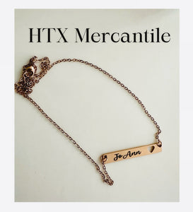 Gold Bar Necklace with Heart Cutout