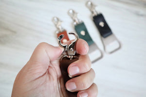 Clip Leather Bottle Opener Keychain
