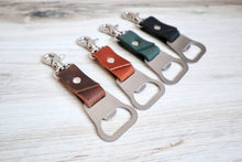 Load image into Gallery viewer, Clip Leather Bottle Opener Keychain