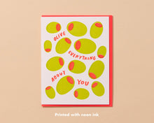 Load image into Gallery viewer, Olive Everything About You Letterpress Food Love Card