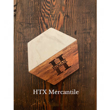 Load image into Gallery viewer, &quot;Create Your Mark&quot; - White Marble &amp; Acacia Wood Coasters